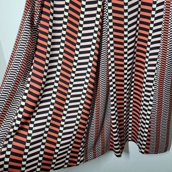 MARELLA Rina Pleated A-Line Geometric Print Dress Black Orange Medium - Picture 13 of 16